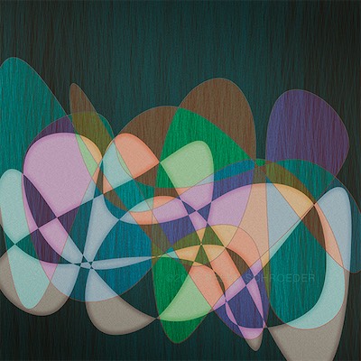A vibrant artwork of red and green artwork